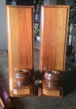 Vintage Wooden Wall Sconces. Matching Pair