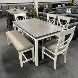 6PC Gray Dining Table Set