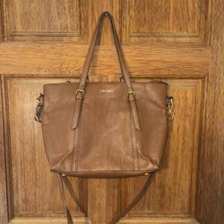 Calvin Klein Brown Leather Tote Bag