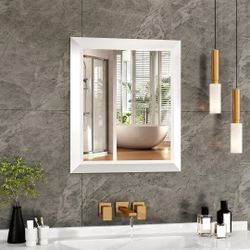 White Framed Rectangular Wall Mirror