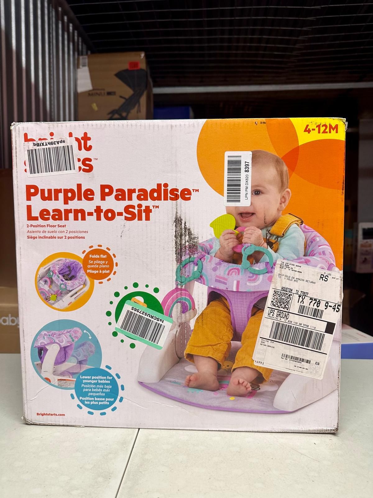 Bright Starts Learn-to-Sit 2-Position Floor Seat Purple Paradise Baby Chair