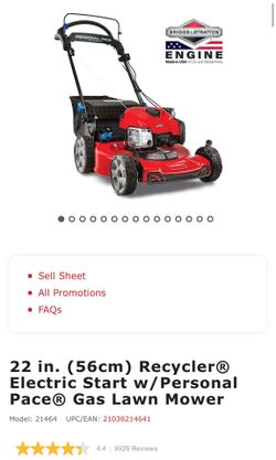 22 in. (56cm) Recycler® Electric Start w/Personal Pace® Gas Lawn Mower