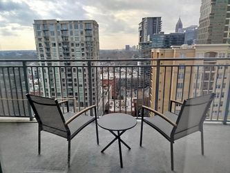 3-Piece Patio Bistro Set - 2 Sling Chairs + Table - Like New