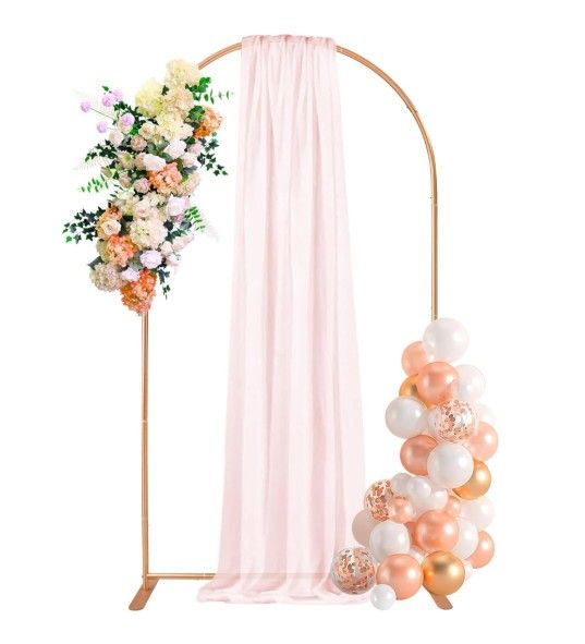 Aluminum Arch Backdrop Stand, 7.2FT Gold Wedding Balloon Arched Frame, Metal Arch Stand Backdrop for Birthday Party Baby Shower Ceremony Decoration In
