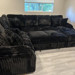 Brand New Super Plush Pullout Corduroy Sectional Set 