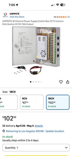 UHPPOTE 18CH Port Power Supply Box CCTV Camera Distribution Box PTC Fuse DC12V 20A. Brand new in box. Comes complete with locking key, extra fuses, an