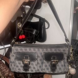 Vintage Dooney & Bourke Signature monogram canvas shoulder bag