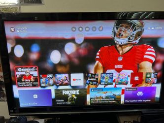 TV 40 inches television. Great for man cave or gaming room. Multiple inputs methods and 2 HDMI ports.  Comes with remote.