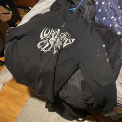 Black and white zip up hoodie