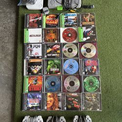 PlayStation 1 consoles and games and controllers