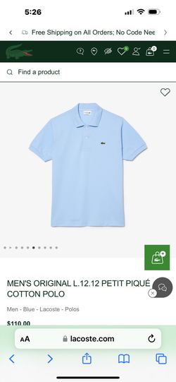 Lacoste Men’s Light Blue Cotton Polo XL
