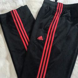 Adidas Originals Men's Black/Red Tricot Track Pants (Size LT) 