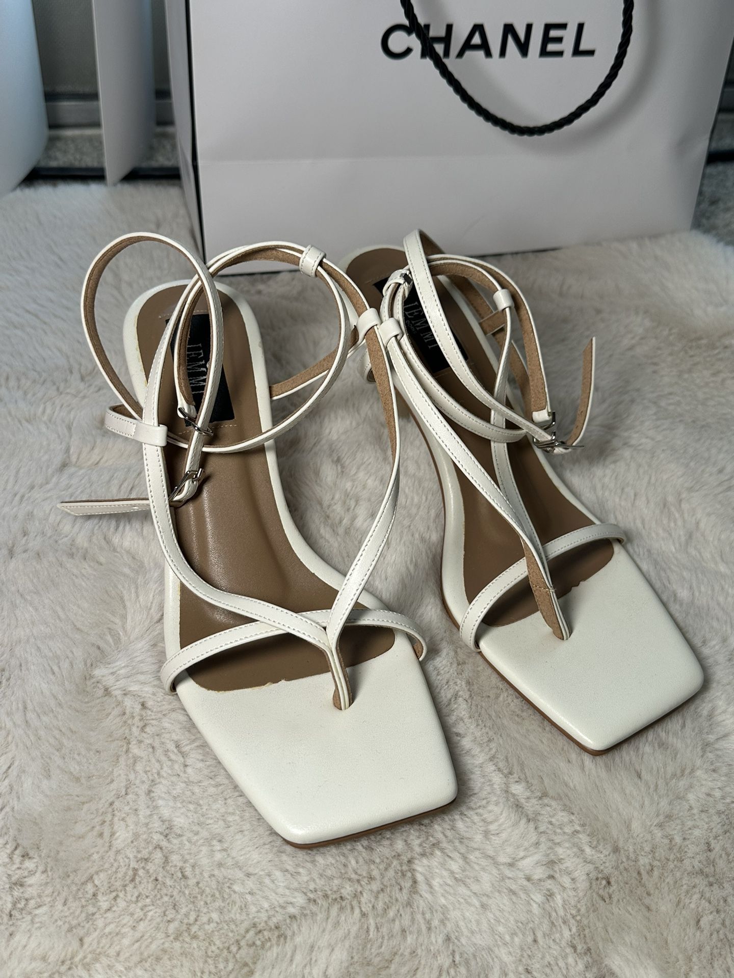 White heels with strips By Jemmi Doris