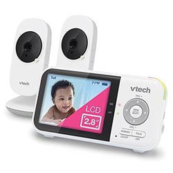 VTech VM819-2 Baby Monitor, 2.8” Screen, 2 Cameras, 1000ft Range, Night Vision, 2-Way Audio, Temperature Sensor, Lullabies, Secured Transmission No Wi