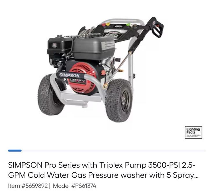 SIMPSON Pro Series with Triplex Pump 3500-PSI 2.5