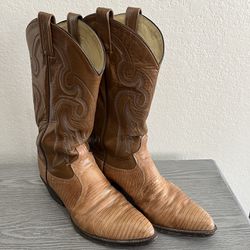 Tony Lama Teju Lizard Brown Cowboy Boots Men’s Size 8.5 D