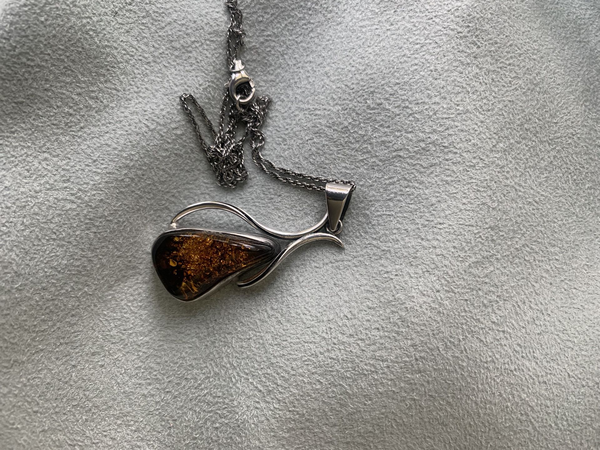 Sterling Amber Necklace