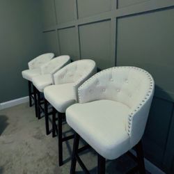 New! New! Beige Fabric Swivel Barstool set of 4
