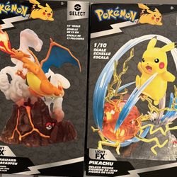 Pokémon 13-inch Deluxe Collector’s Statues A Set Of 2, Pikachu & Charizard NIB