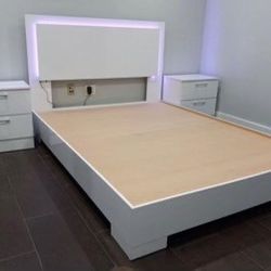White Platform bed Led Lights