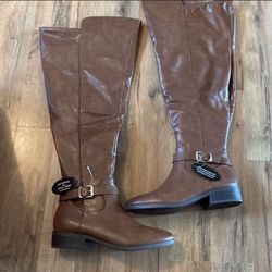 New! Style & Co Buckled Over The Knee, Wide Calf Boots. Brown,  Size 8.5