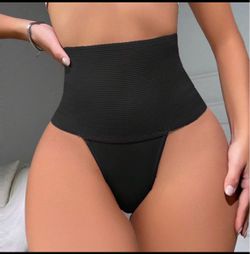 Black High-Waist Tummy Control Thong Shapewear small, medium,large