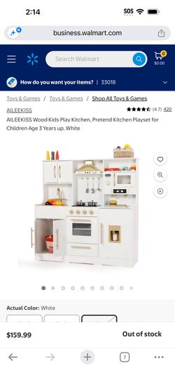NEW Kinder King Wooden Kids Play Kitchen, Toy Kitchen Playset for Toddlers, Realistic Kitchen Set with Sounds
