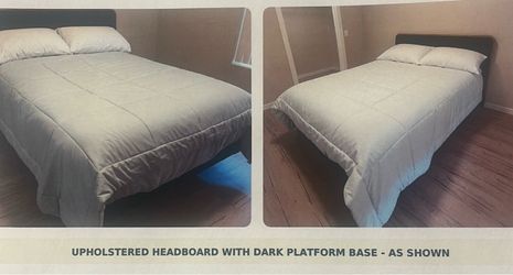 Upholstered Headboard with Dark Platform Base
