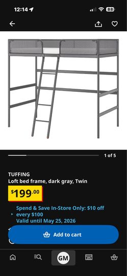 IKEA twin size metal loft bed