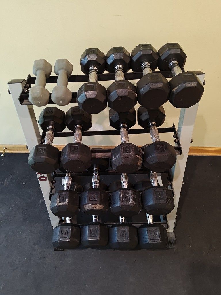5lb Thru 45lb Old Rubber Dumbbell Set