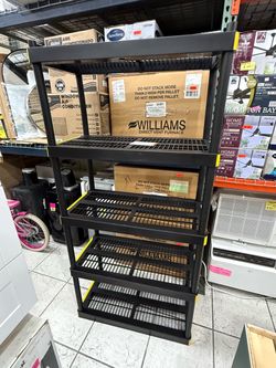 5-Tier  Multi-purpose Plastic Garage Storage Shelving Unit in Black (36 in. W x 74 in. x 18 in.)