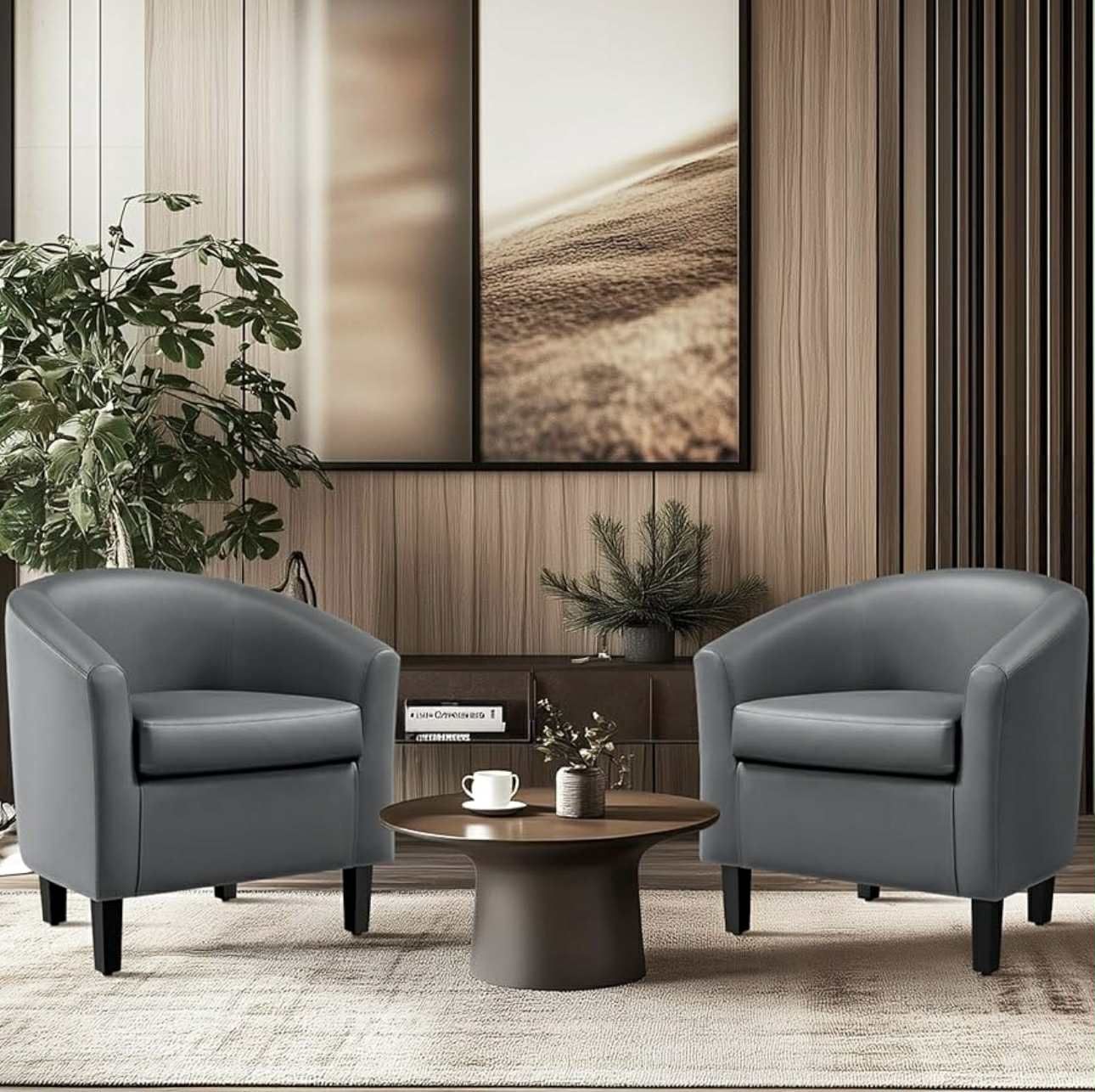 Set Of 2 Modern Barrel Chairs