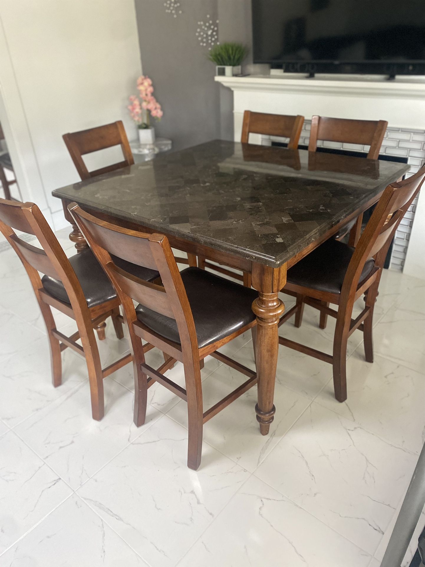 Granite 6 Chair Table Comes With Extra Chair 7 Chairs In Total