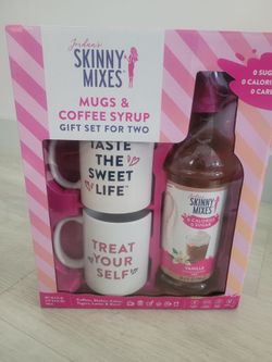 Mugs and coffee syrup