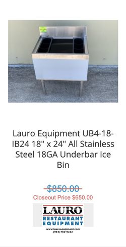 New 18”x24” All Stainless Steel Ice Bin