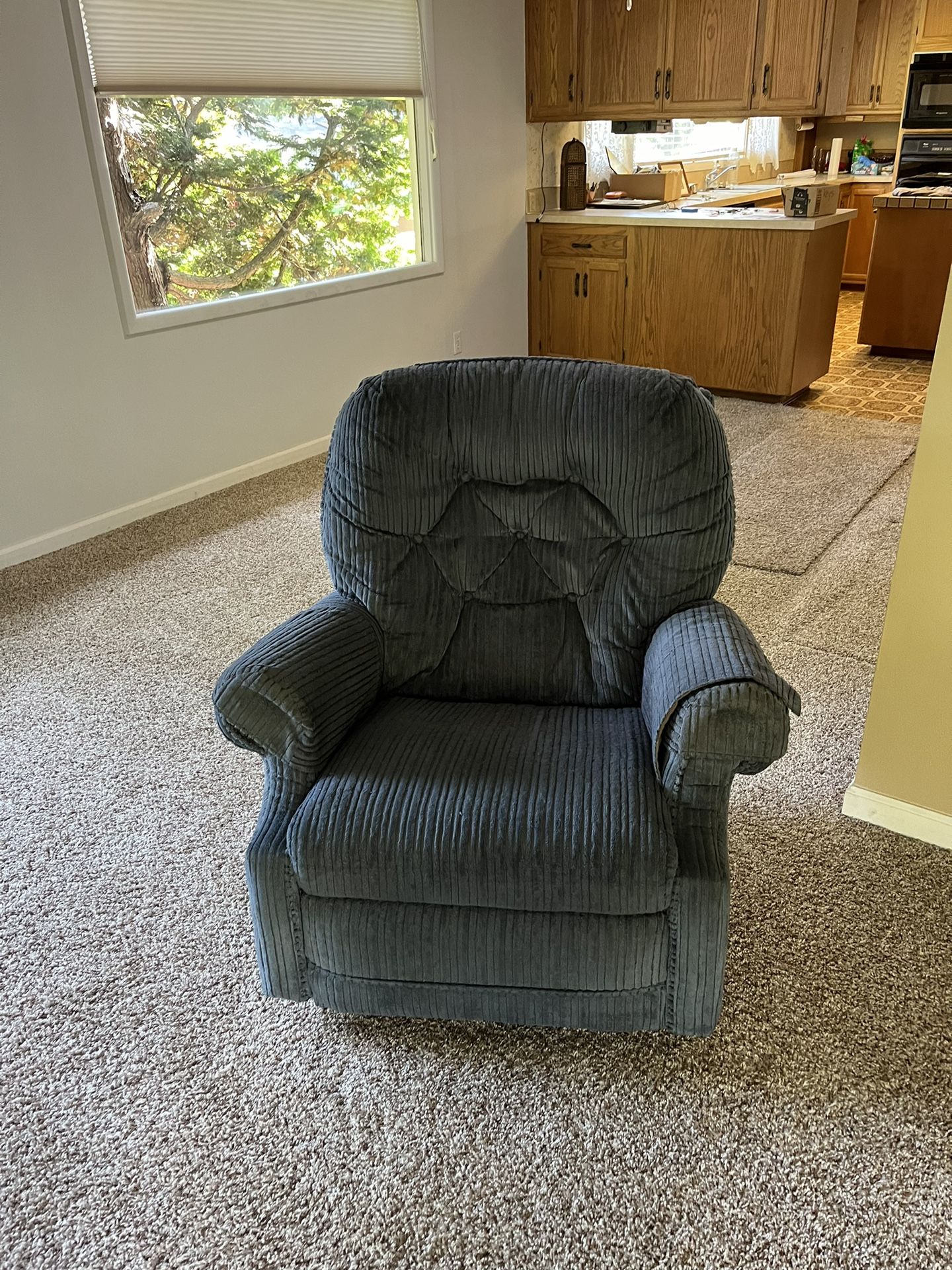 Blue Corduroy Recliner