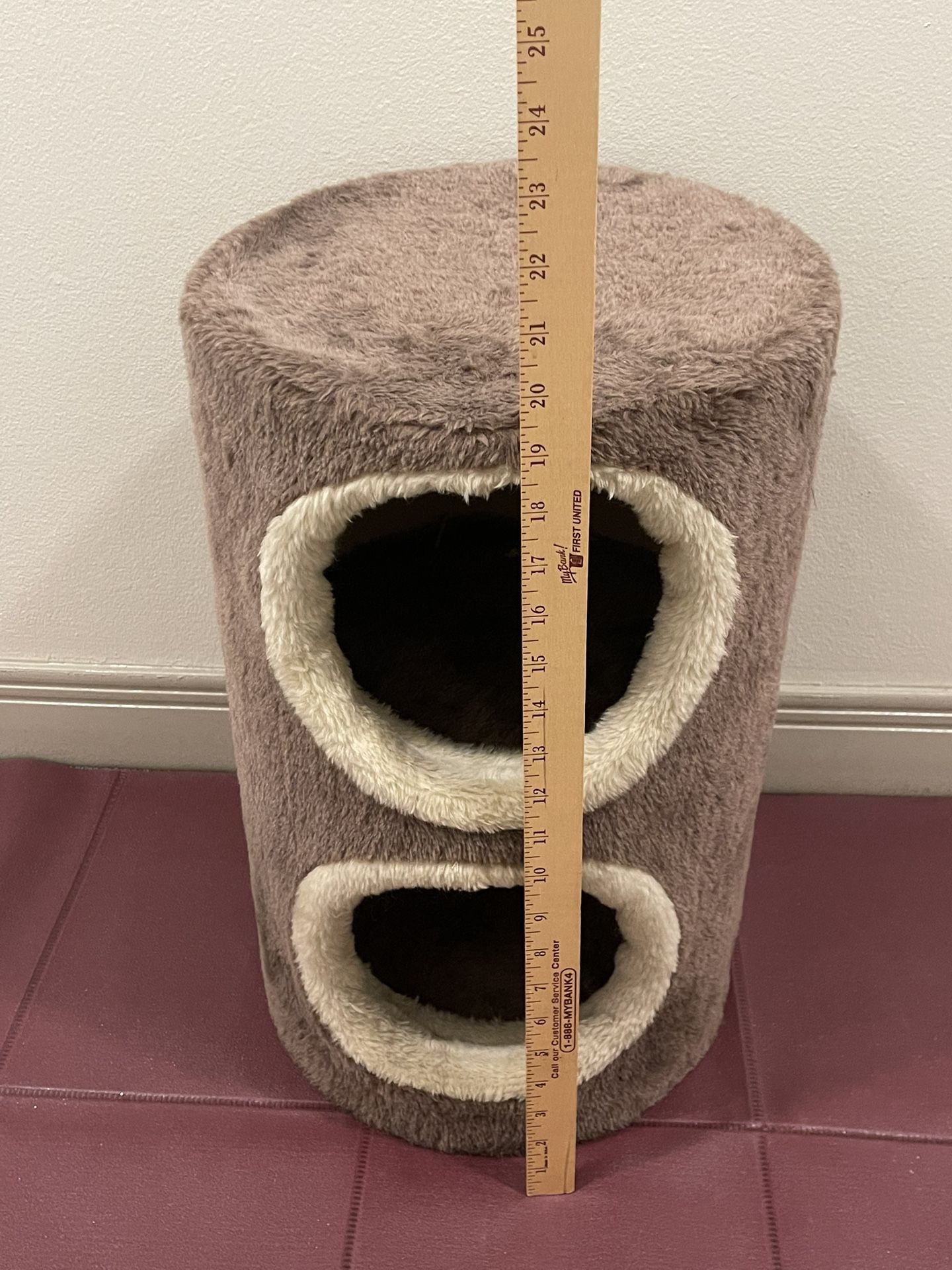 2-Story (20"H), Barrel-Shaped Brown KITTY CONDO - posted price is firm.