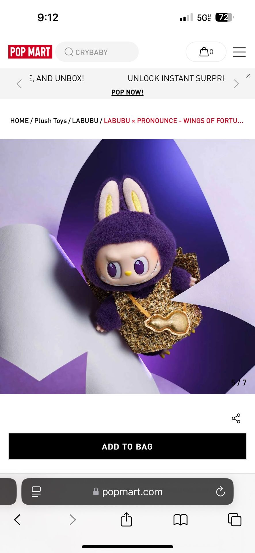 New LABUBU * PRONOUNCE - WINGS OF FORTUNE Vinyl Plush Hanging Card Labubu With Clear Case Box And Online Receipt From Pop Mart