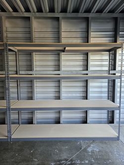 Industrial Warehouse Shelving 96 in W x 24 in D Boltless 4 Tier Steel Shleving Similar to Uline Stronger Than Homedepot And Lowes Delivery Available
