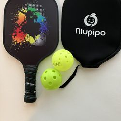 Pickleball paddle, cover and balls