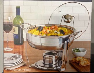 Commercial 5QT Round Chafing Dish Set, 2 Pack Stainless Steel Chafing Dish Buffet Set with Glass Lids