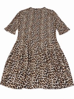 Leopard Print Tiered Swing Dress