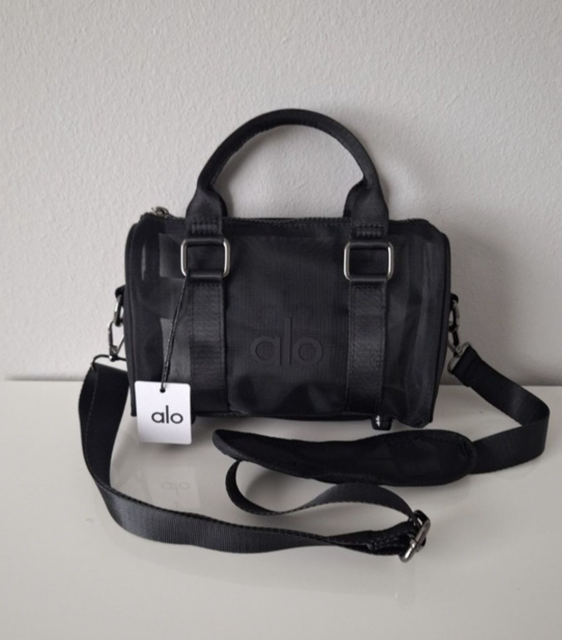 Alo Black Mini Sheer Duffle Bag