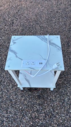 Side Table with Built-In Power Outlets and USB Ports