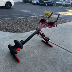 New 4 in 1 Folding Rowing Machine AB Crunch Workout Machine with Control Panel Home Gym - Black/Red Rower