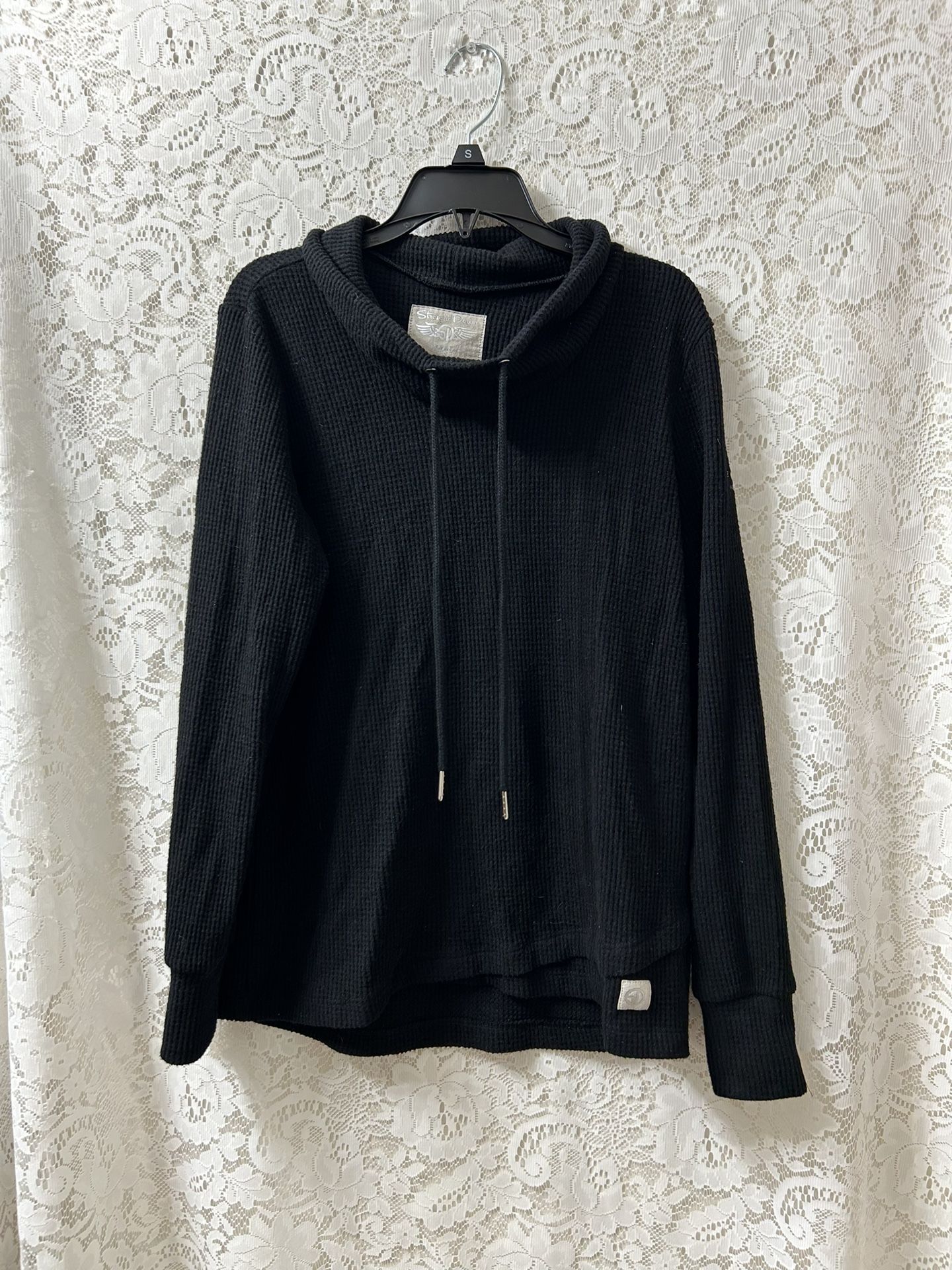 Straight Down Rosa Ladies Black Small Waffle Golf Sweatshirt Hoodie, Used
