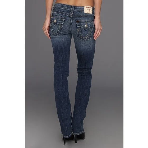 TRUE RELIGION Y2K Womens Dark Wash Denim Mid Rise Billy Flare Wide Leg Jeans