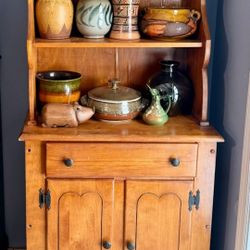 Wooden Vintage Cabinet Shelf Farmhouse