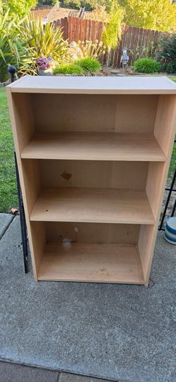 2 Light Wood Bookcases with 3 Shelves