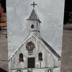 Jumbo Christmas Vintage Church Wall Art
